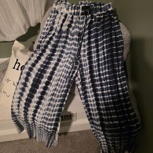 Cupshe Navy and White Tie-Dye Pants